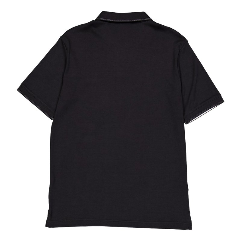 Smooth Cotton Open Placket Pol Beh-ck Black