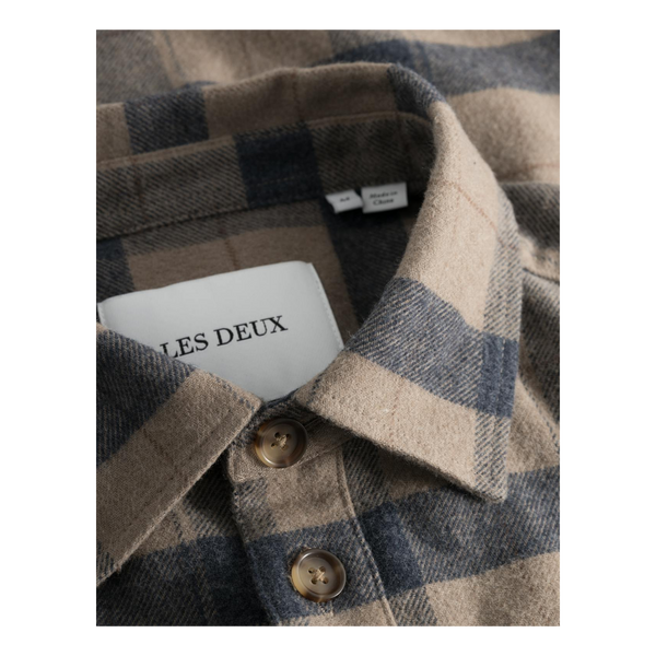 Lennon Flannel Check Shirt Desert Taupe/dark Navy