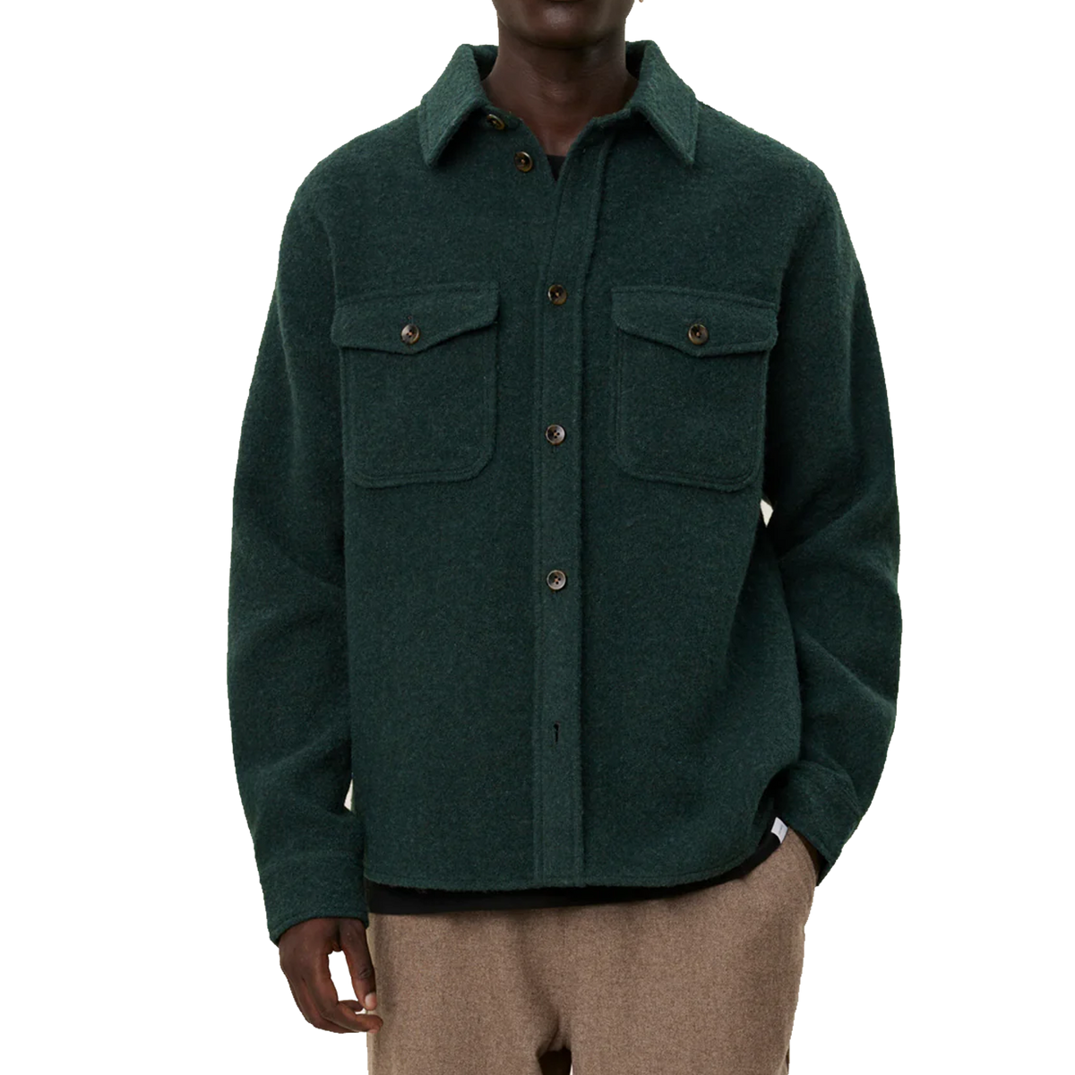 Lennon Bouclé Overshirt Pine Green