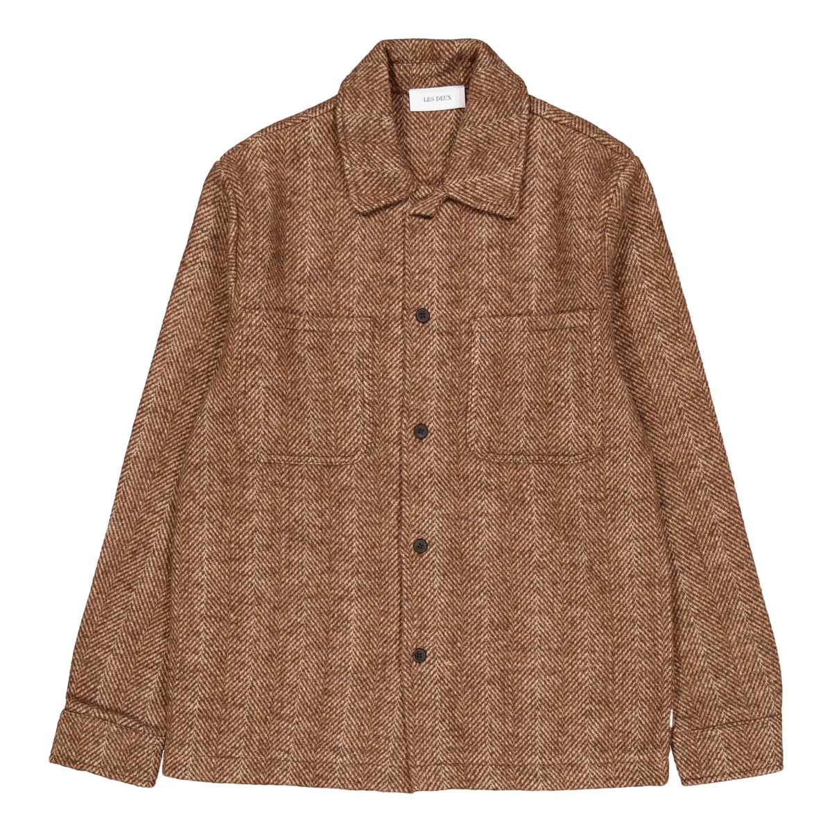 Milian Herringbone Overshirt Coffee Brown/dark Sand