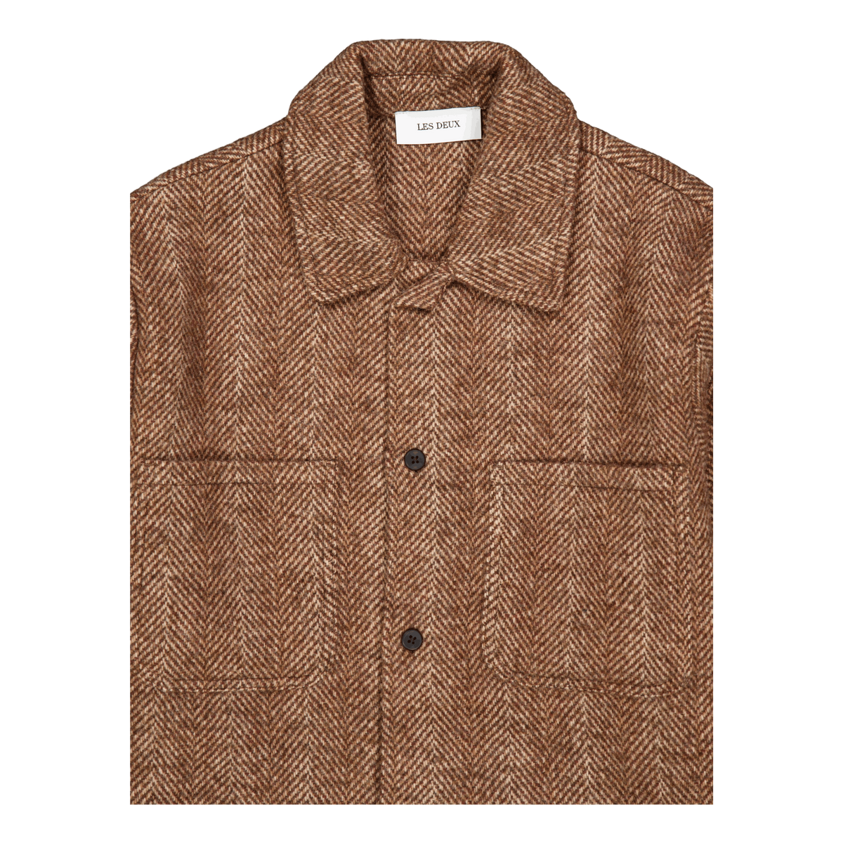 Milian Herringbone Overshirt Coffee Brown/dark Sand