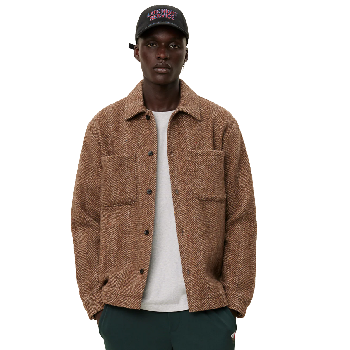 Milian Herringbone Overshirt Coffee Brown/dark Sand