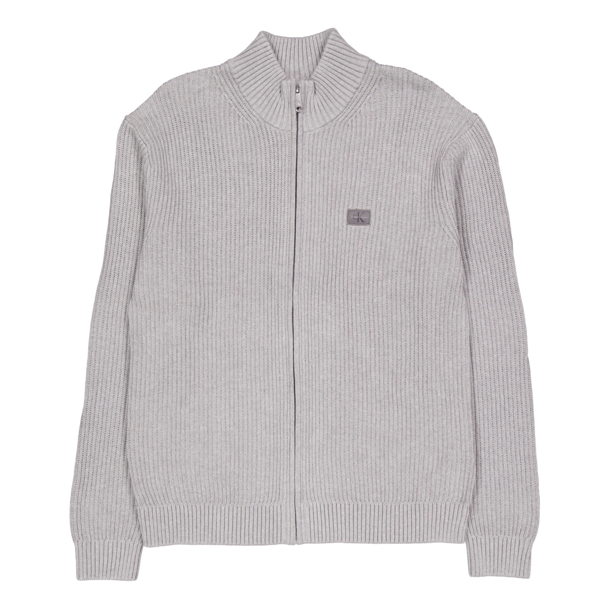 Woven Label Zip Through Sweate P41 Grey Heather