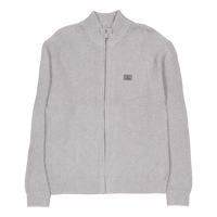 Woven Label Zip Through Sweate P41 Grey Heather