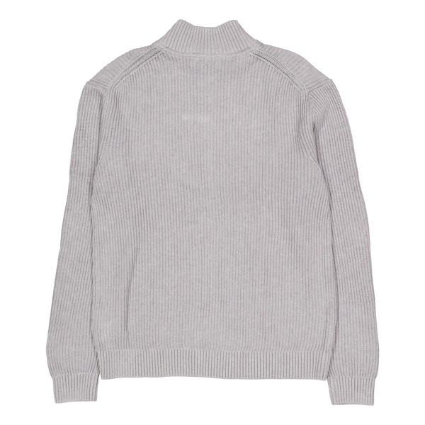 Woven Label Zip Through Sweate P41 Grey Heather