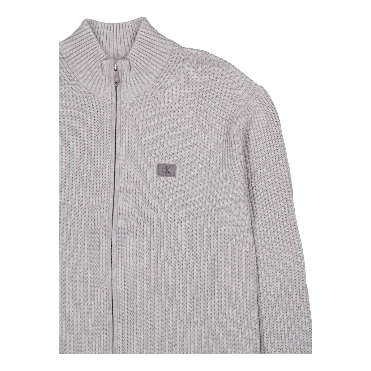 Woven Label Zip Through Sweate P41 Grey Heather