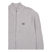 Woven Label Zip Through Sweate P41 Grey Heather