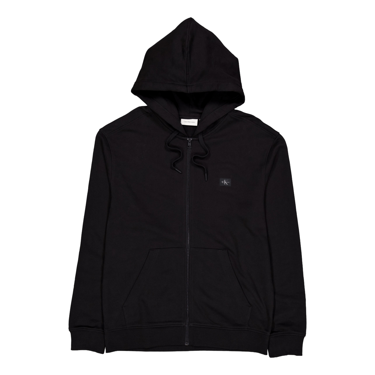 Woven Label Zip Through Hoodie Beh Ck Black