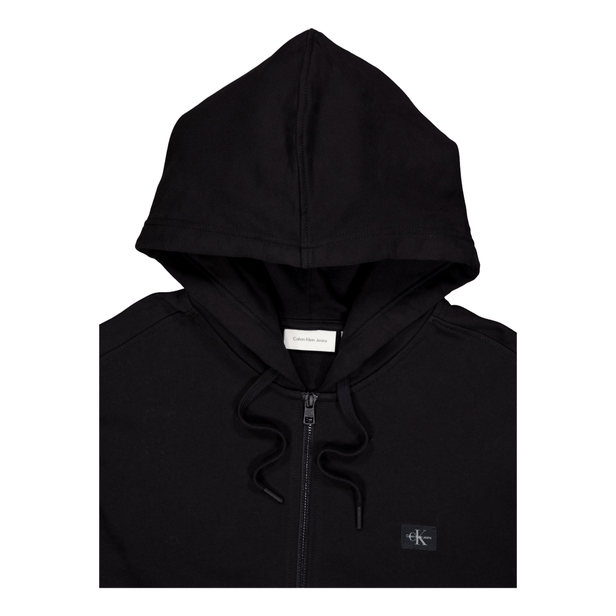 Woven Label Zip Through Hoodie Beh Ck Black