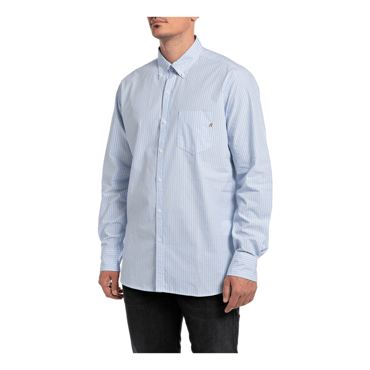 Striped Cotton Poplin Shirt 010 White/blue