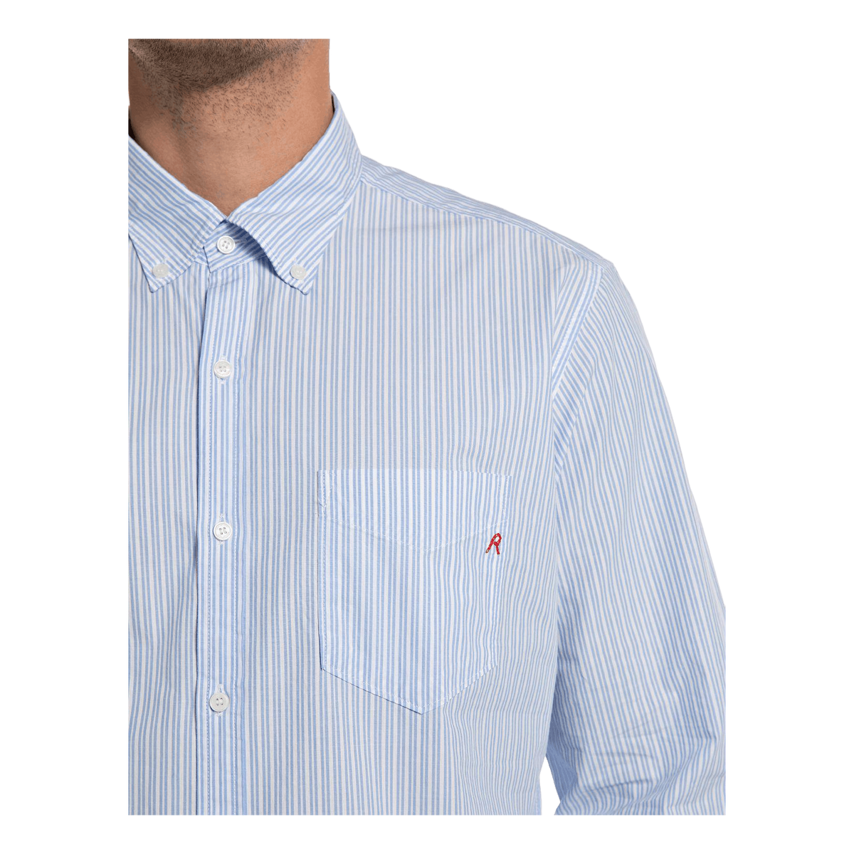 Striped Cotton Poplin Shirt 010 White/blue