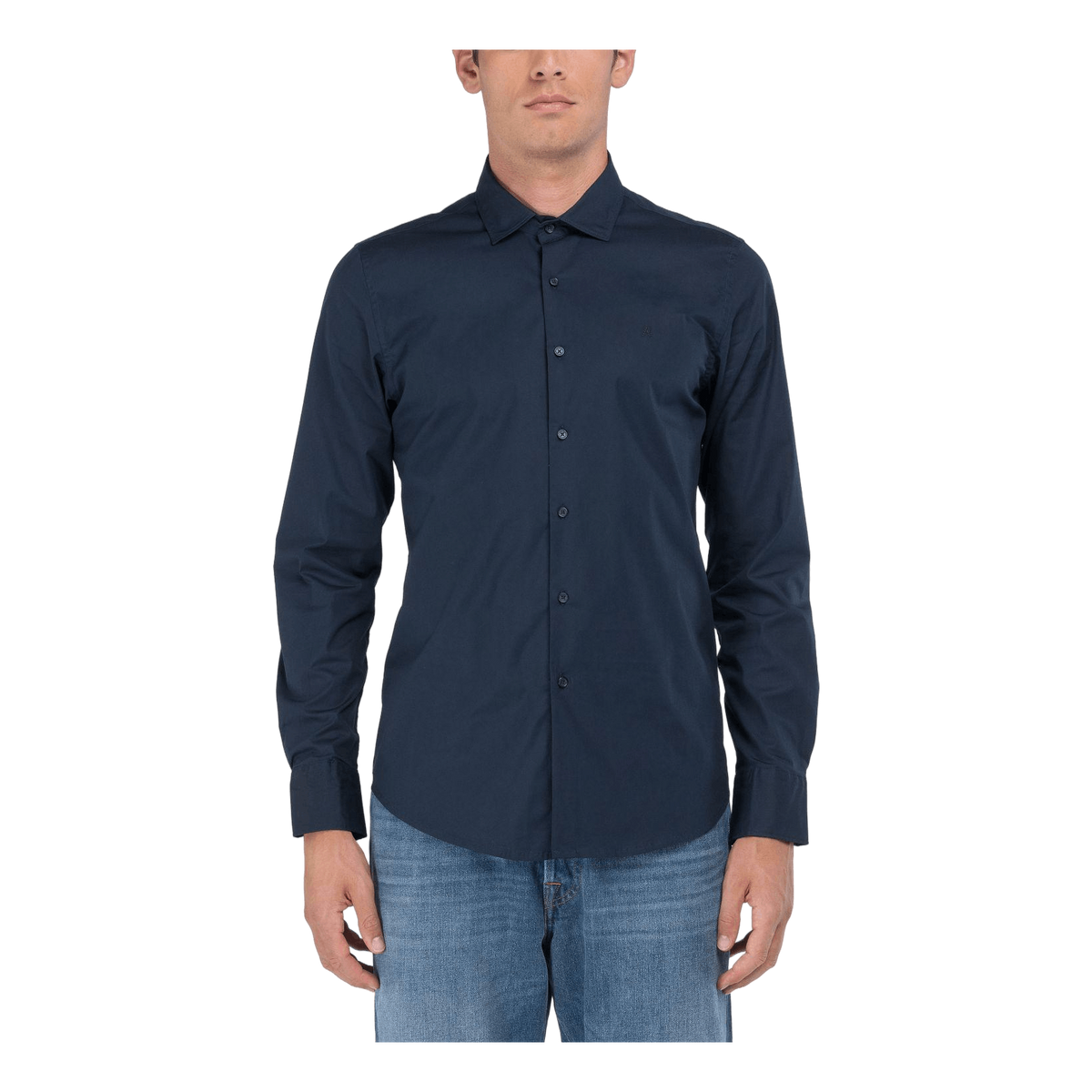 Stretch Poplin Shirt 087 Blue