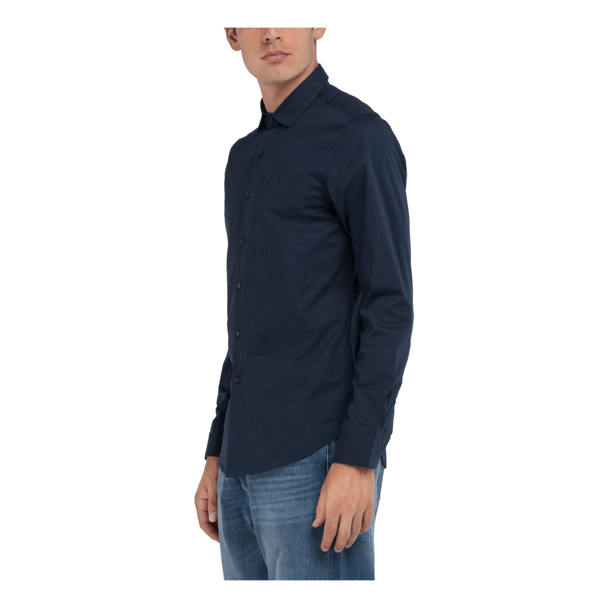 Stretch Poplin Shirt 087 Blue