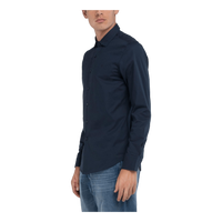 Stretch Poplin Shirt 087 Blue