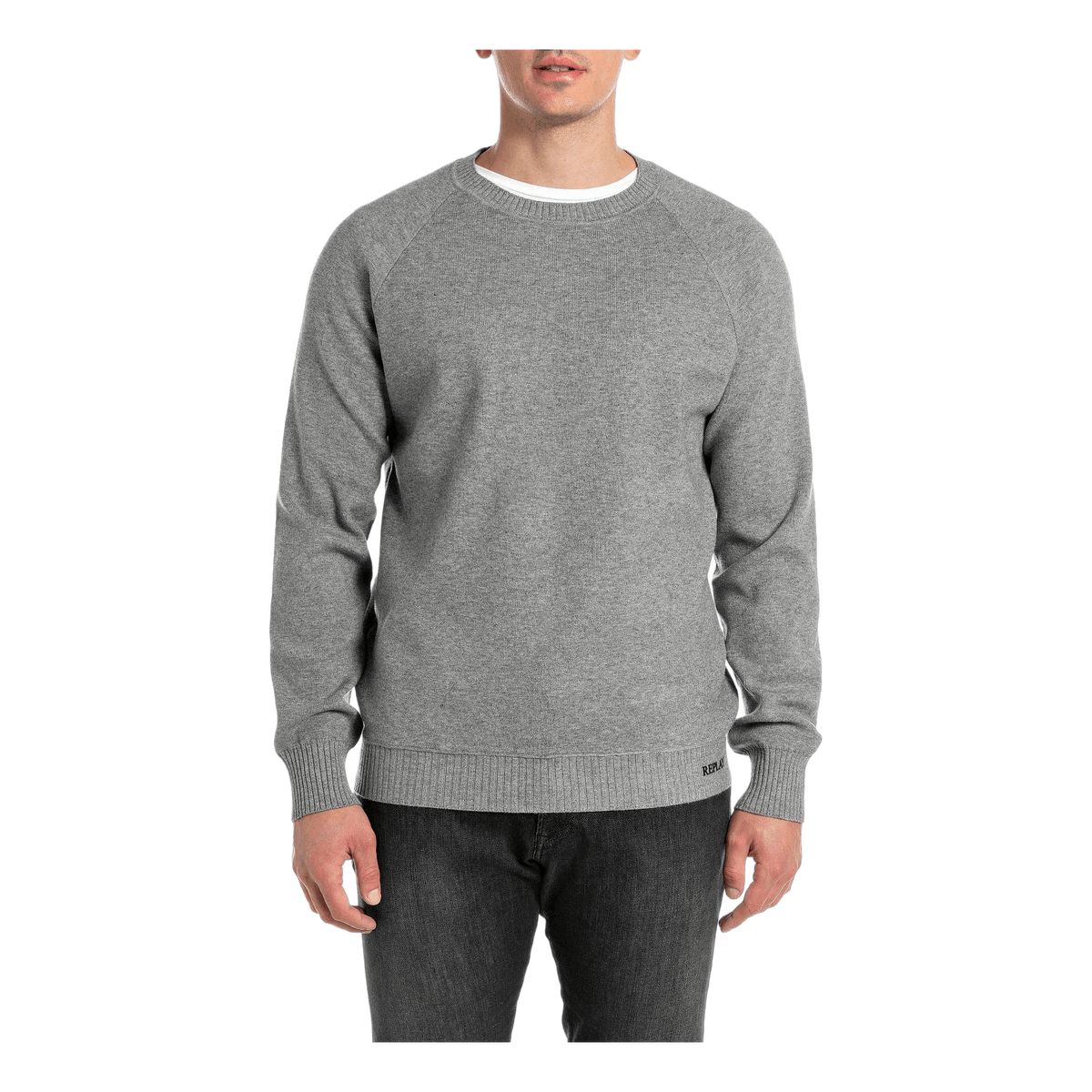 Crew Neck Knit M08 Iron Melange