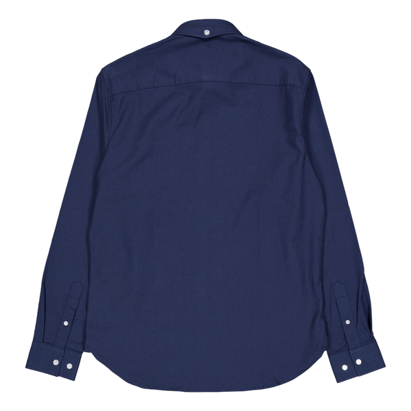 Oxford Stretch Plain L/s Navy 01