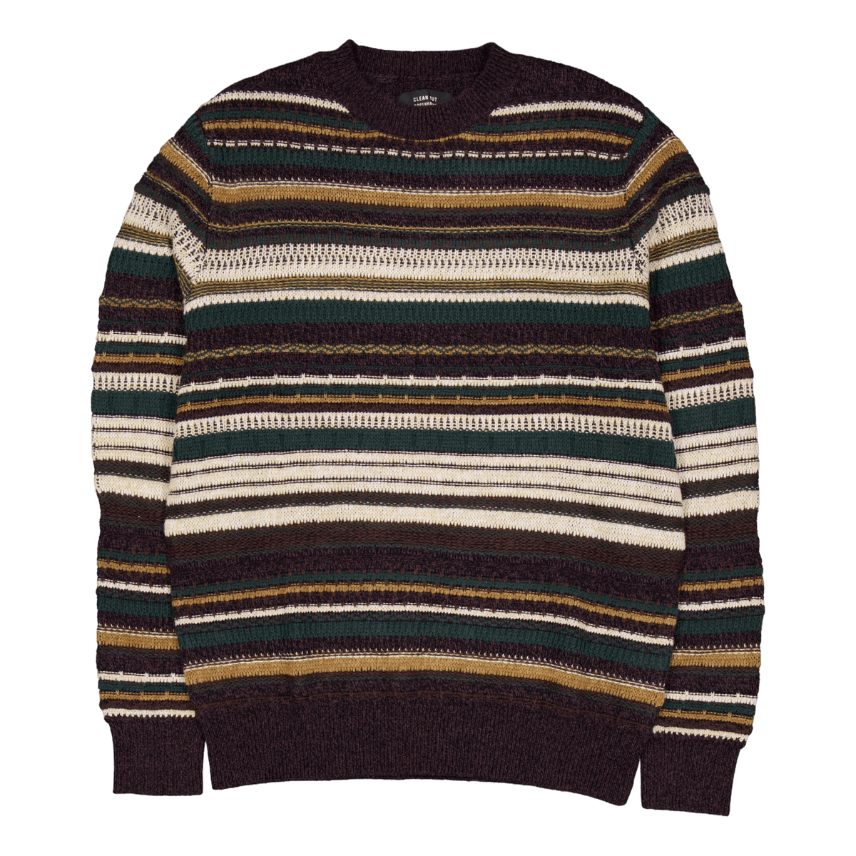 Phillip Wool Knit Deep Green/ecru Stripe