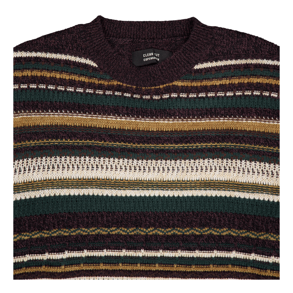 Phillip Wool Knit Deep Green/ecru Stripe