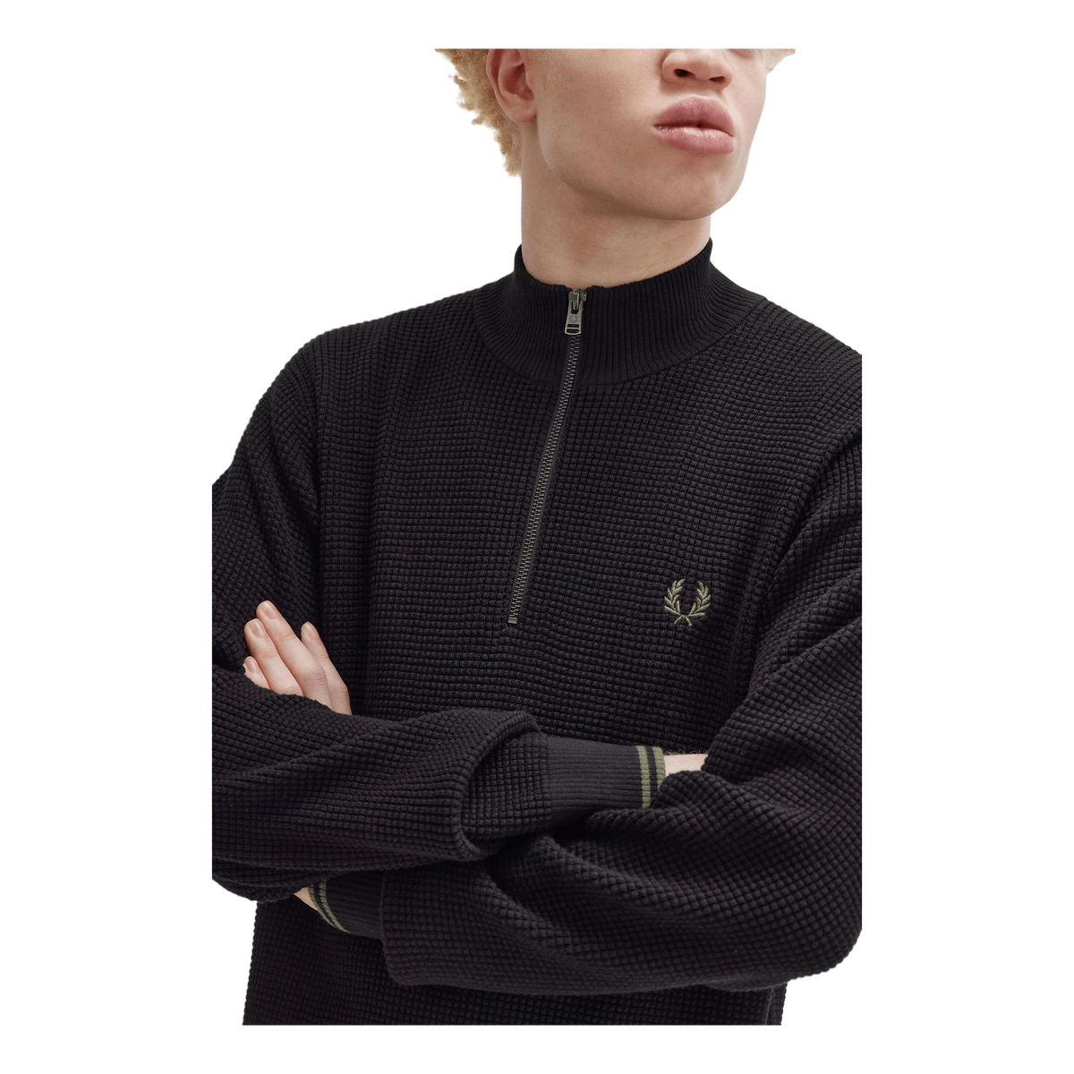 Waffle Stitch Half Zip Jmpr 102 Black