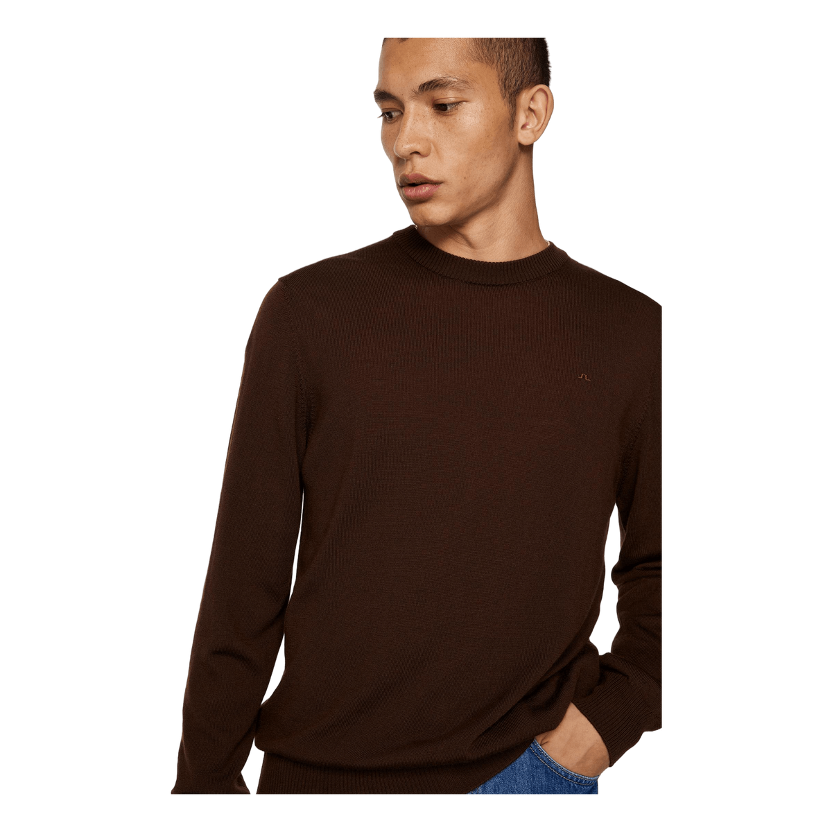 Keane Merino Crew Neck Sweater Bitter Chocolate