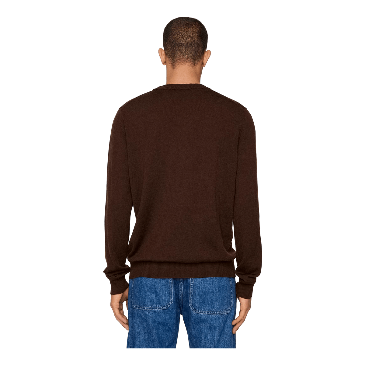 Keane Merino Crew Neck Sweater Bitter Chocolate