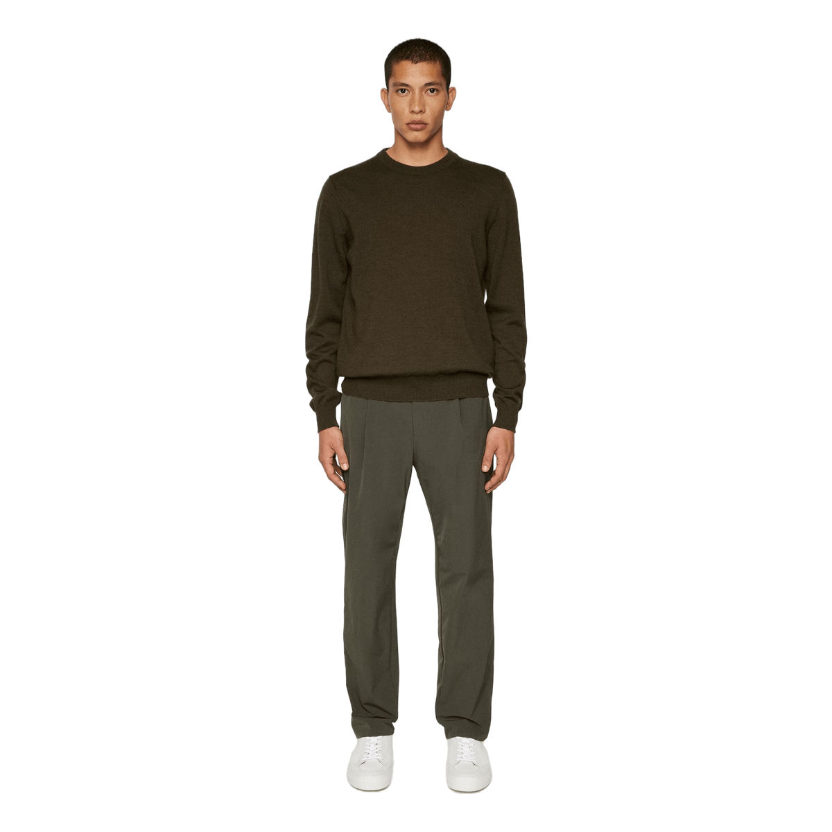 Keane Merino Crew Neck Sweater Forest Green