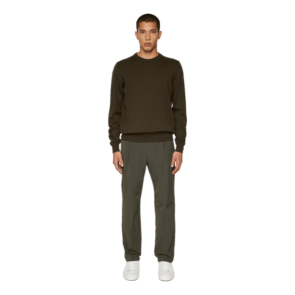 Keane Merino Crew Neck Sweater Forest Green