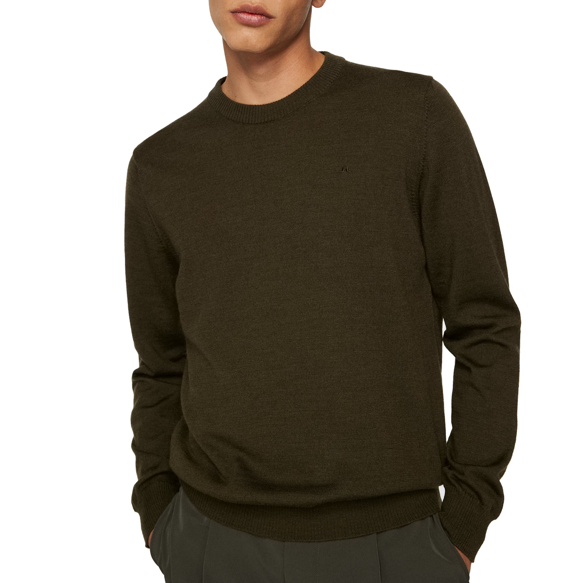 Keane Merino Crew Neck Sweater Forest Green