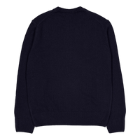 Carded Wool Crew Neck Sweater 166 Midnight Blue