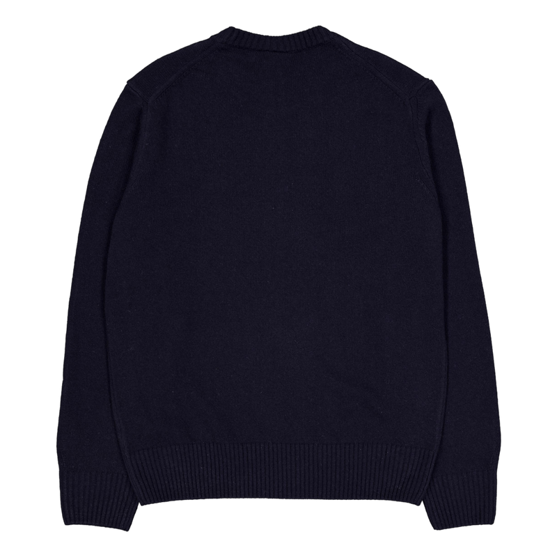 Carded Wool Crew Neck Sweater 166 Midnight Blue