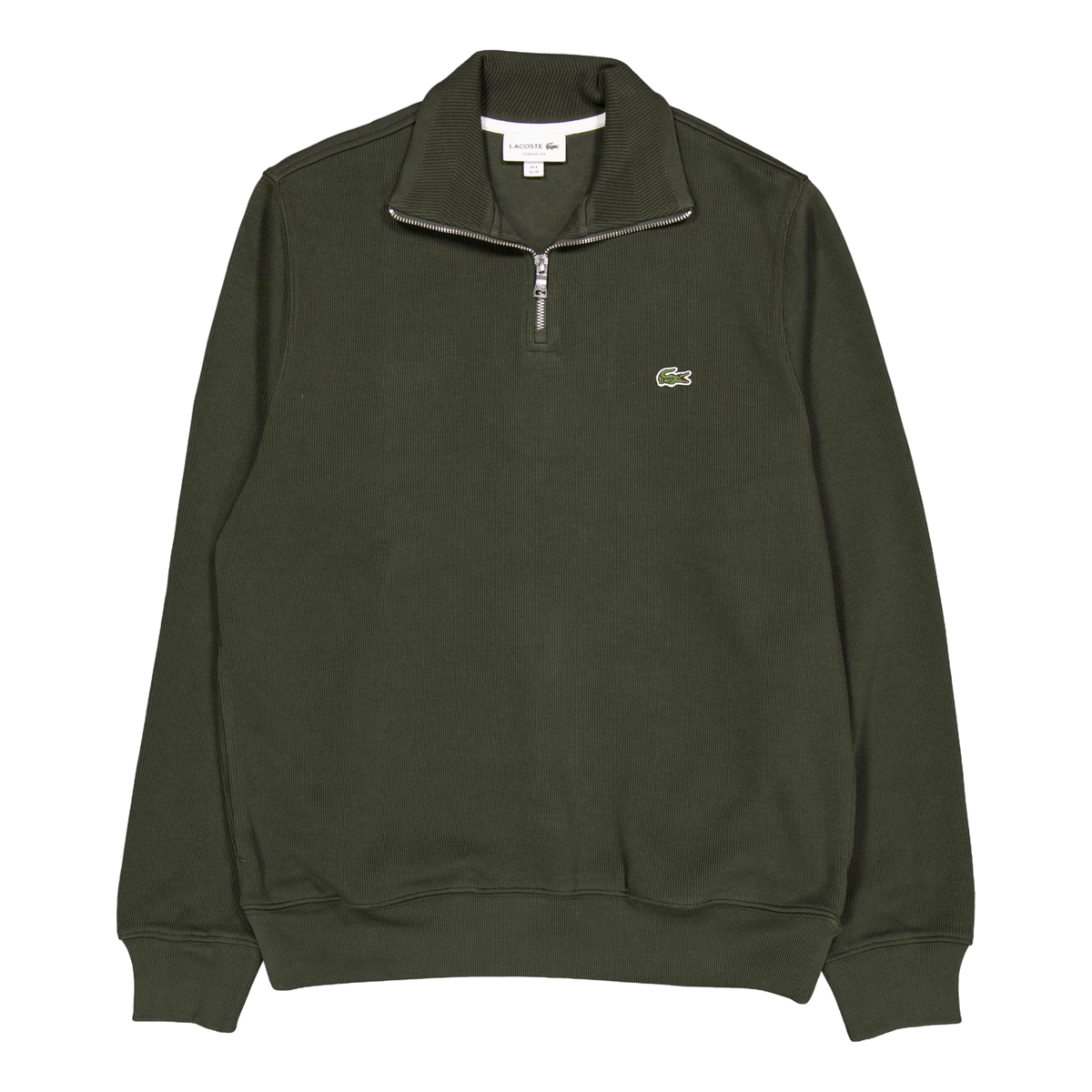 Zip-up High Neck Interlock Swe L7a Dark Khaki Green