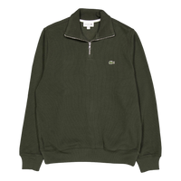 Zip-up High Neck Interlock Swe L7a Dark Khaki Green