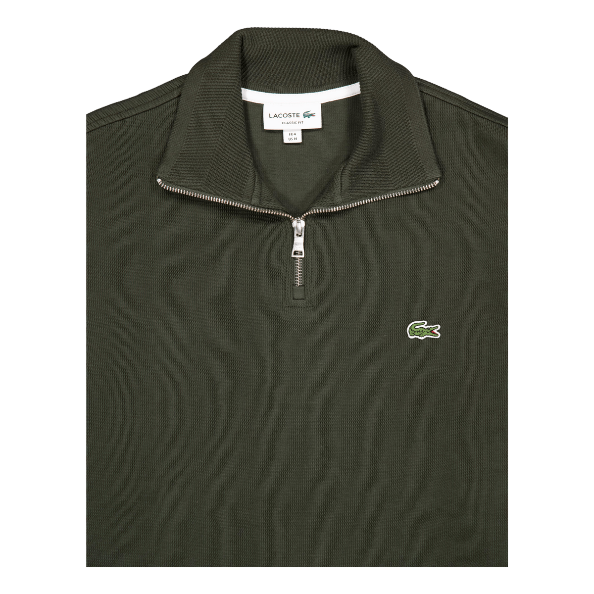 Zip-up High Neck Interlock Swe L7a Dark Khaki Green