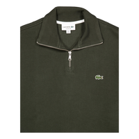 Zip-up High Neck Interlock Swe L7a Dark Khaki Green