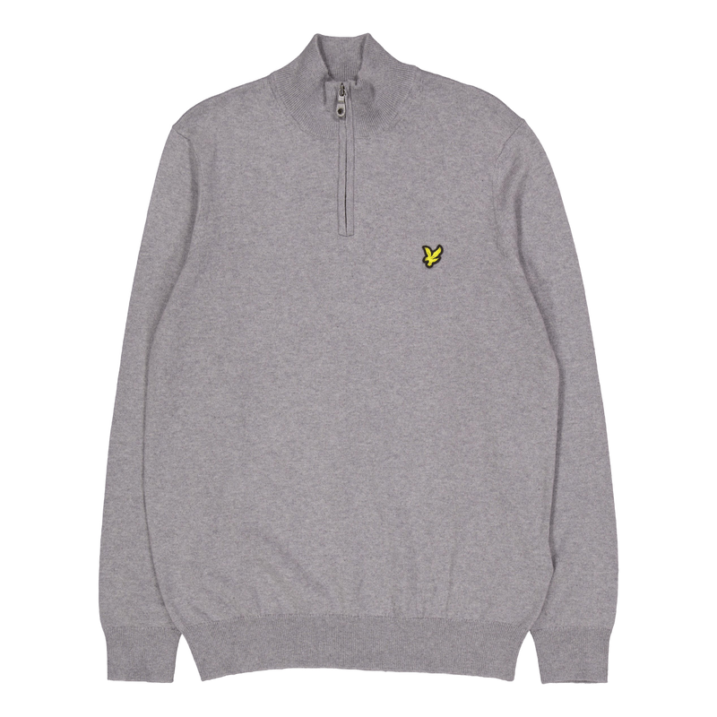 Cotton Merino Quarter Zip Jump T28 Mid Grey Marl