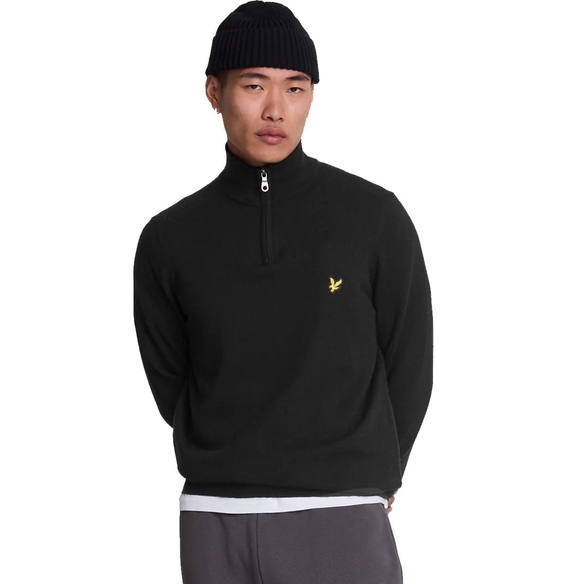 Cotton Merino Quarter Zip Jump Z865 Jet Black