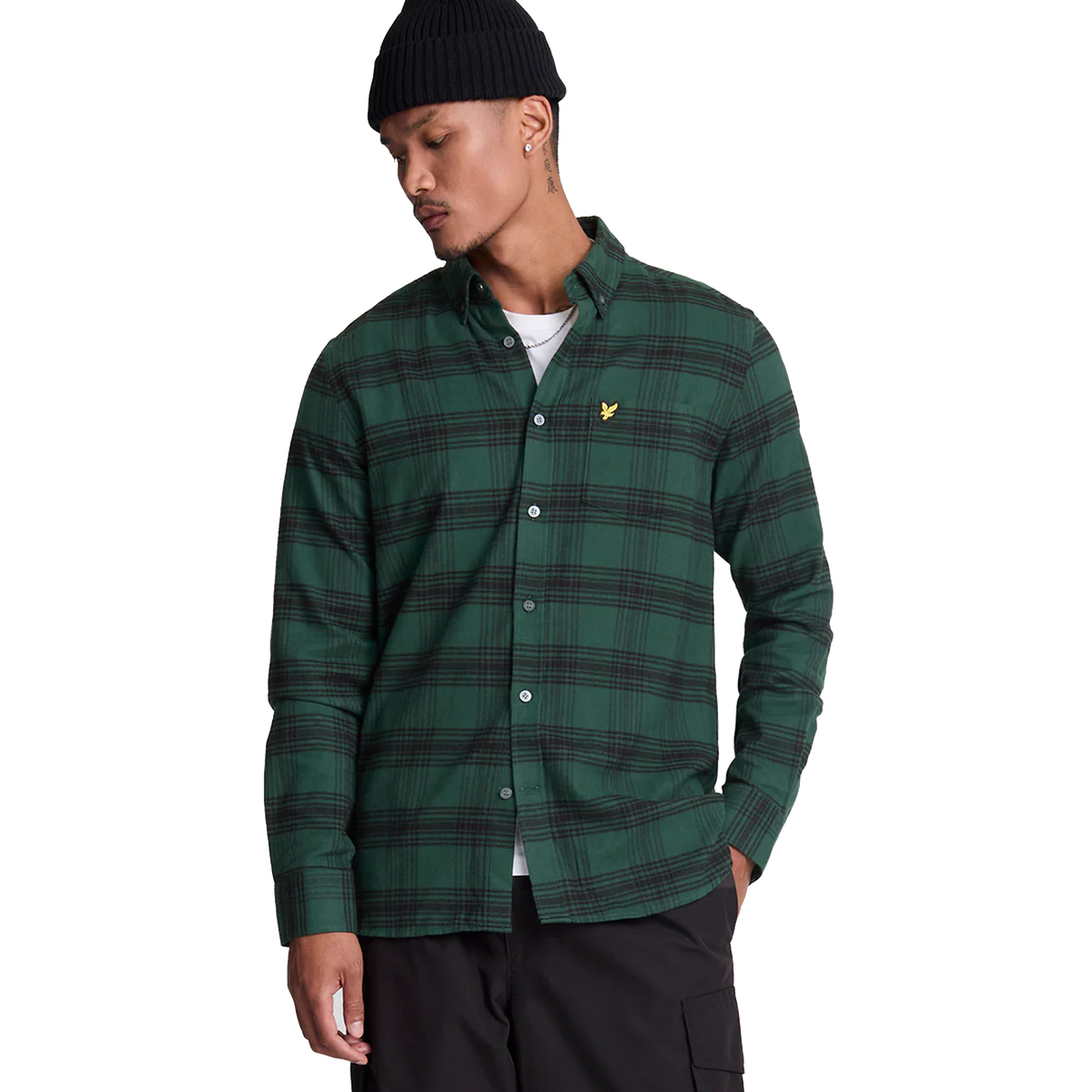 Tonal Check Flannel Shirt X328 Argyle Teal/ Jet Black