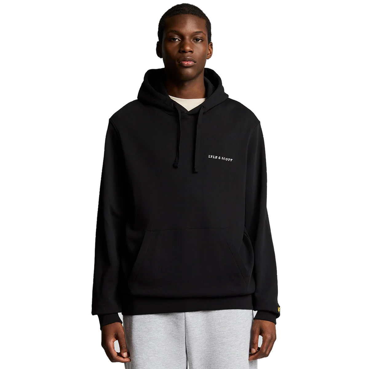 Embroidered Hoodie Z893 Jet Black/ White