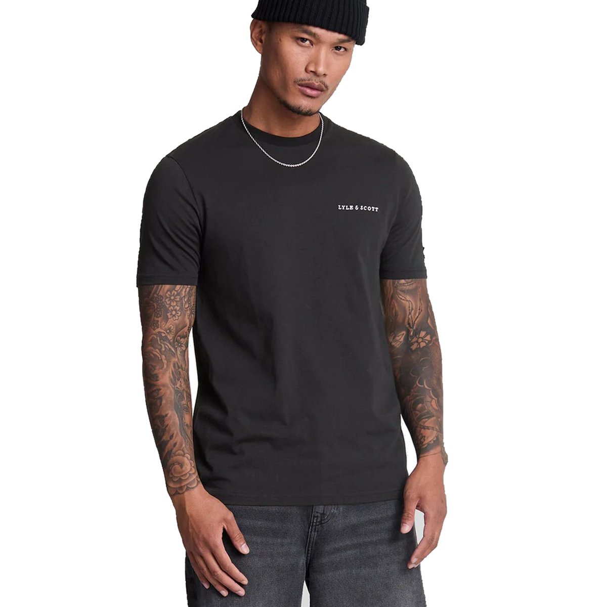 Embroidered T-shirt Z893 Jet Black/ White