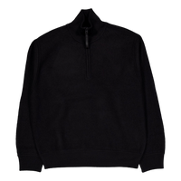 Bon Boiled Wool Quarter Zip Black