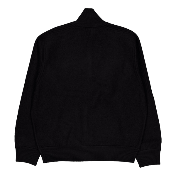 Bon Boiled Wool Quarter Zip Black