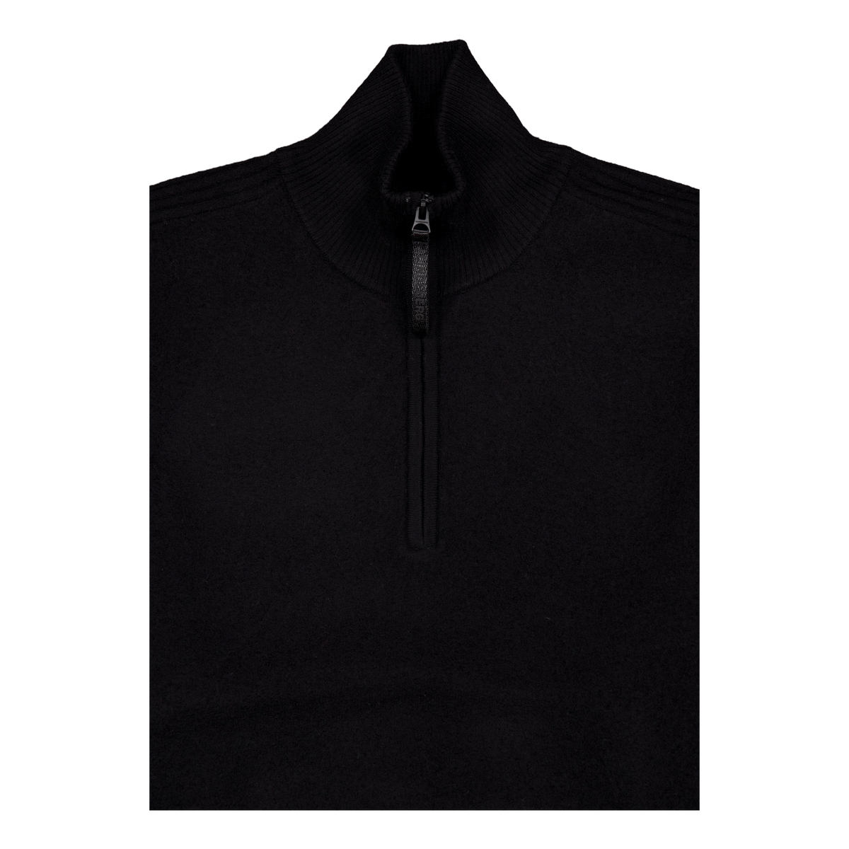 Bon Boiled Wool Quarter Zip Black