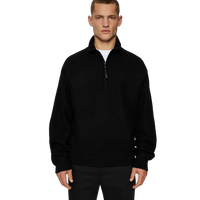 Bon Boiled Wool Quarter Zip Black