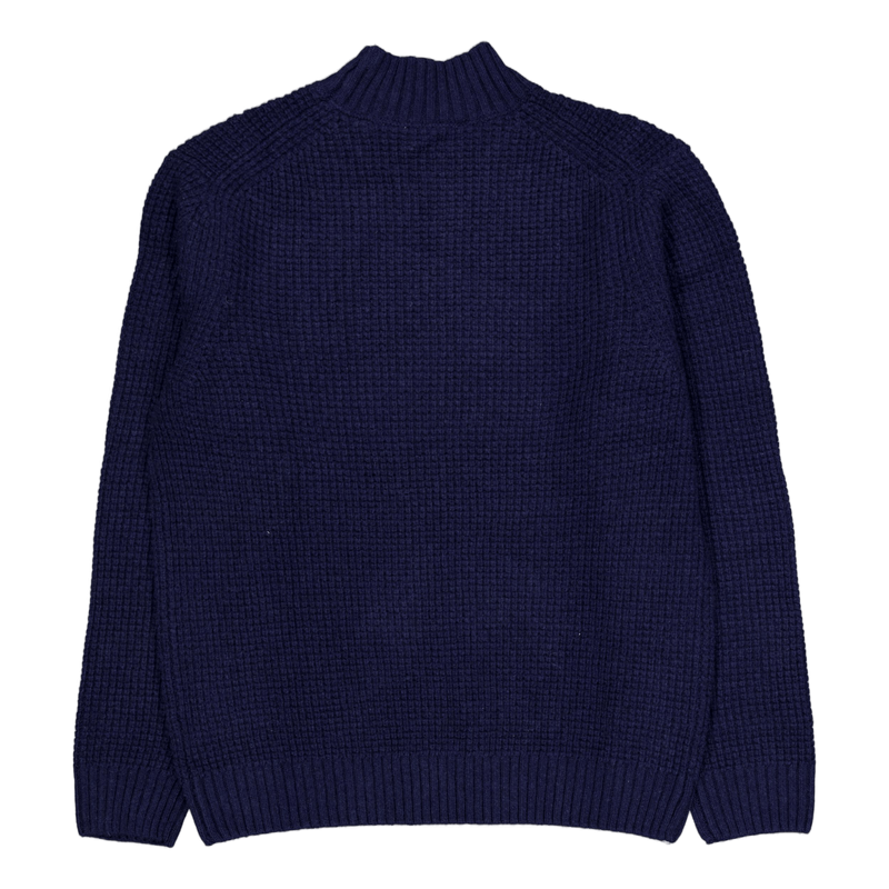Grady Waffle Mockneck Knit Dark Navy