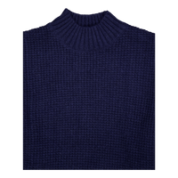 Grady Waffle Mockneck Knit Dark Navy