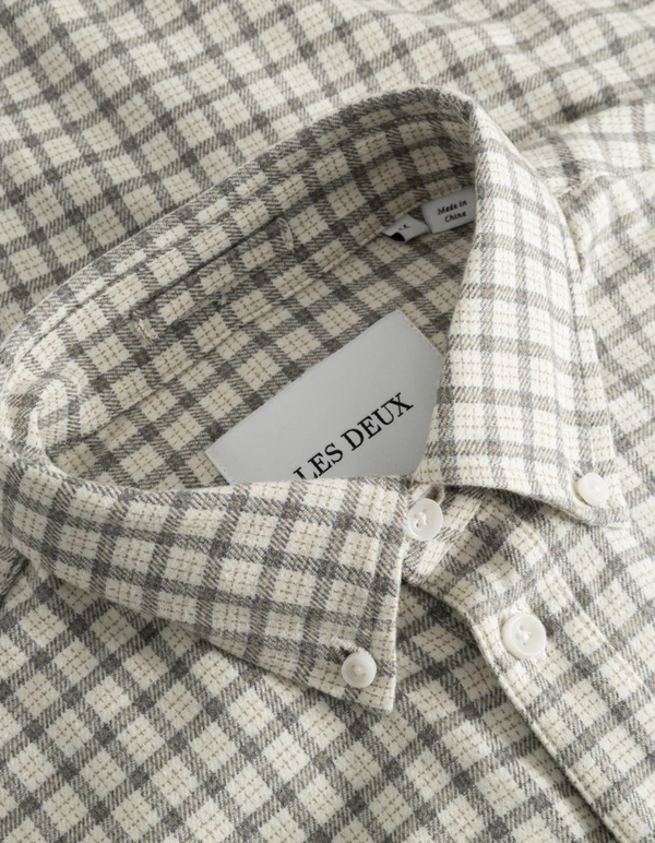 Kent Check Shirt 2.0 Ivory/light Grey Melange