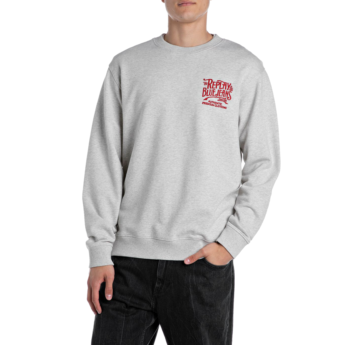 French Terry Crew Neck Sweatsh Light Grey Melange