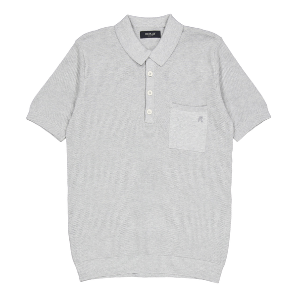 Knitted Polo Shirt Grey Melange