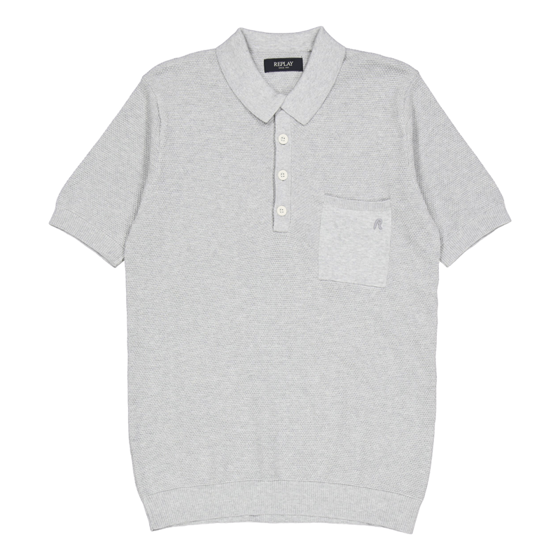 Knitted Polo Shirt Grey Melange