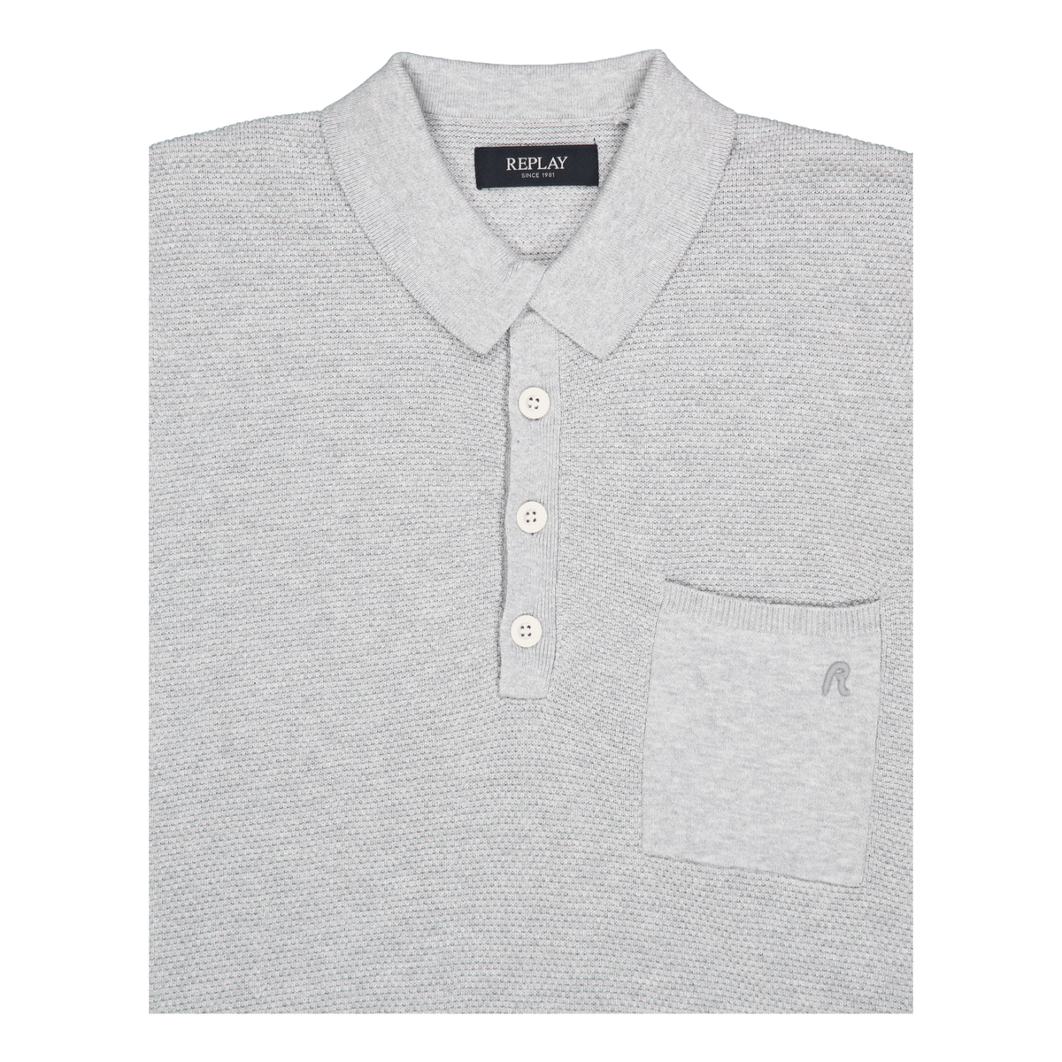 Knitted Polo Shirt Grey Melange